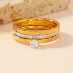 Stainless Steel Three-Piece Ring Set for Women by HYFAD