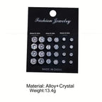 Stainless Steel Stud Earrings Set with Gemstone Buds Unisex