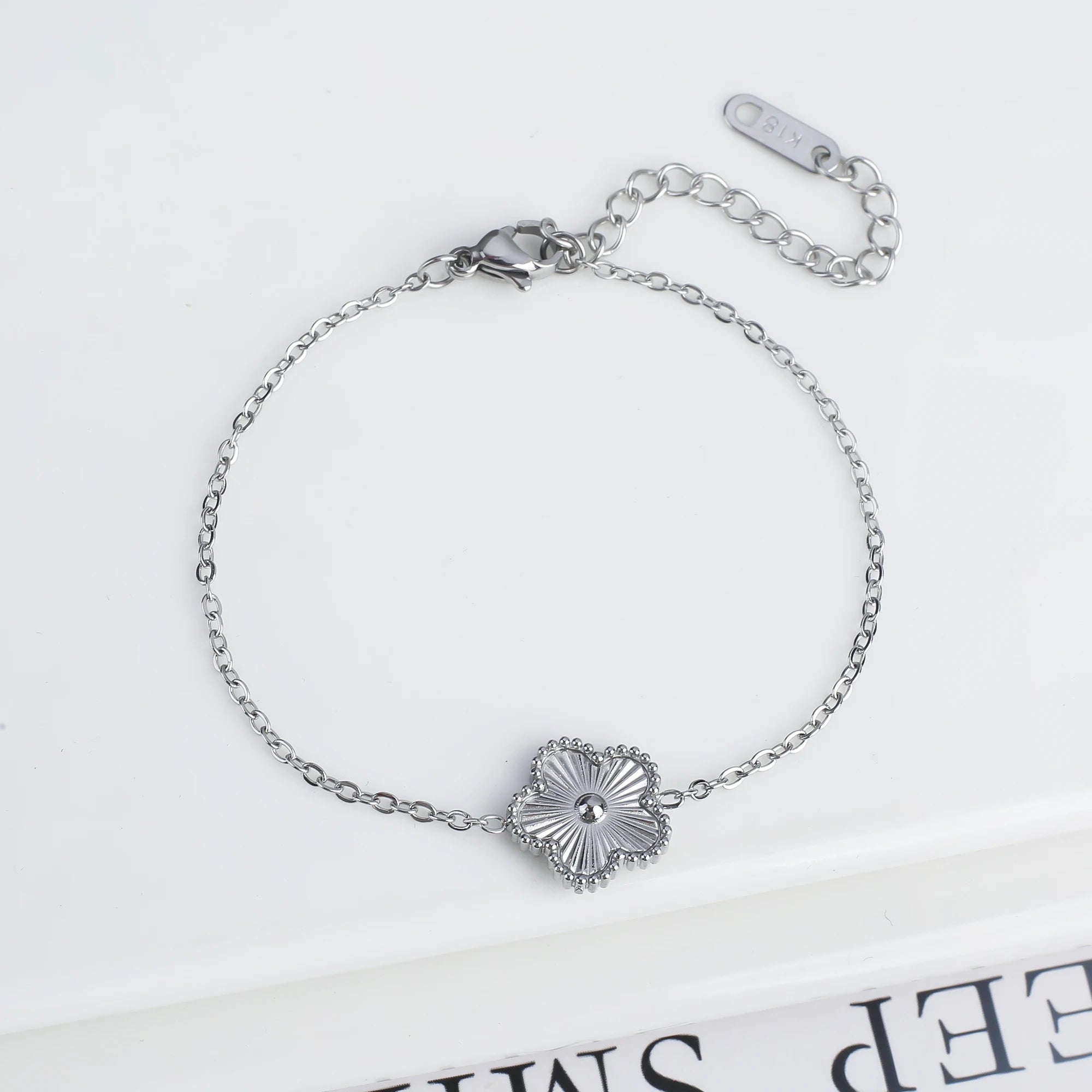 Five Leaf Flower Bracelet in Stainless Steel for Women
