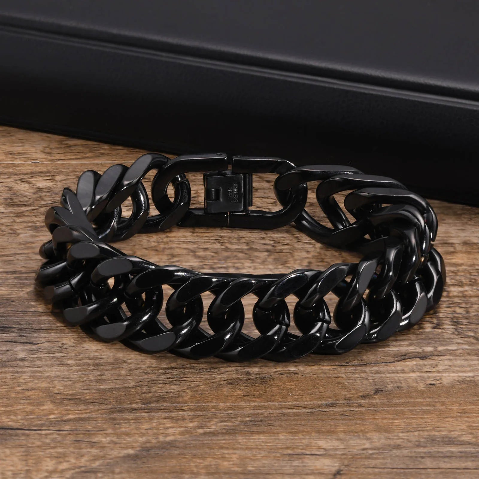 Gold Plated Chunky Chain Bracelet for Men, Stainless Steel