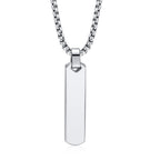 Stainless Steel Initials Vertical Bar Necklace for Men