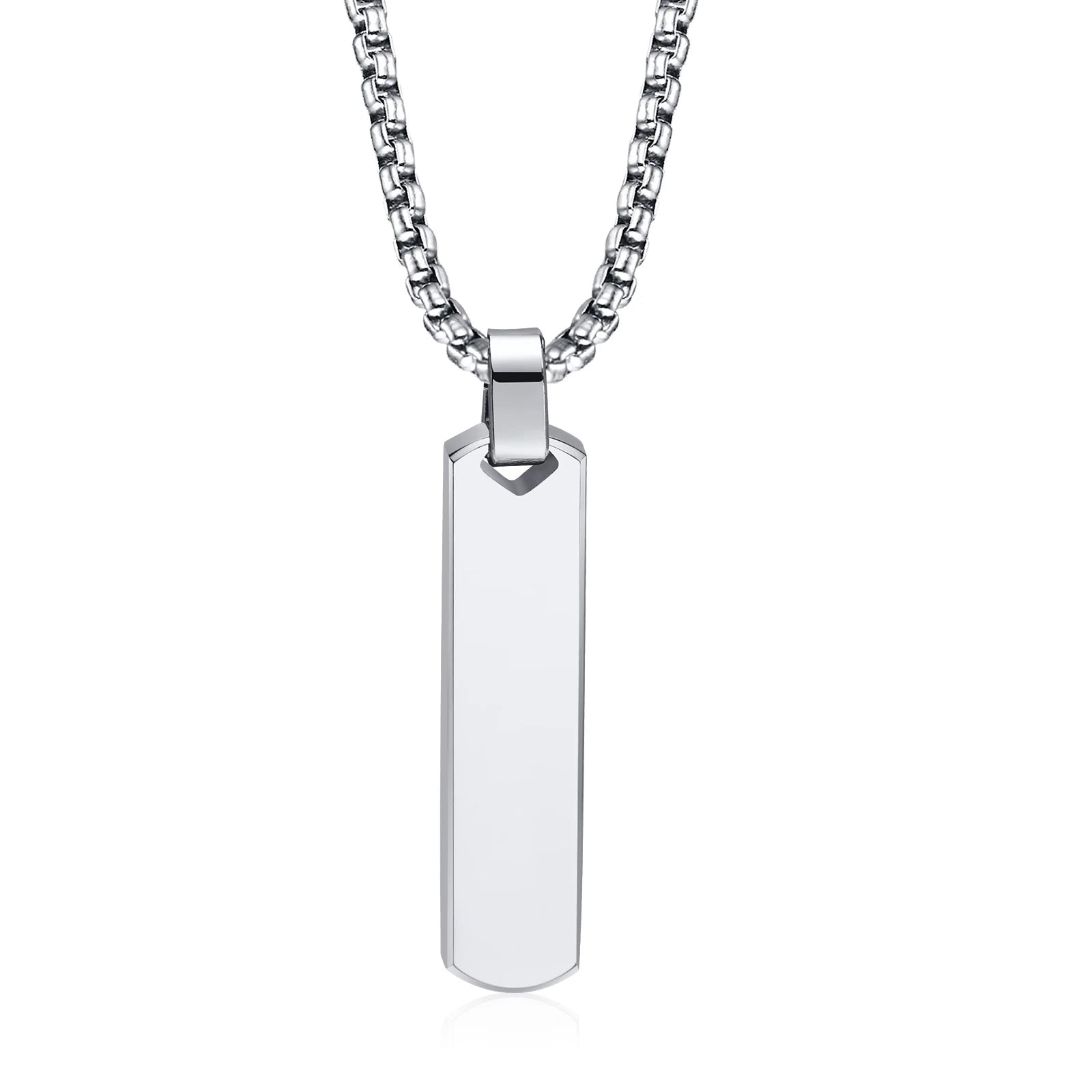 Stainless Steel Initials Vertical Bar Necklace for Men
