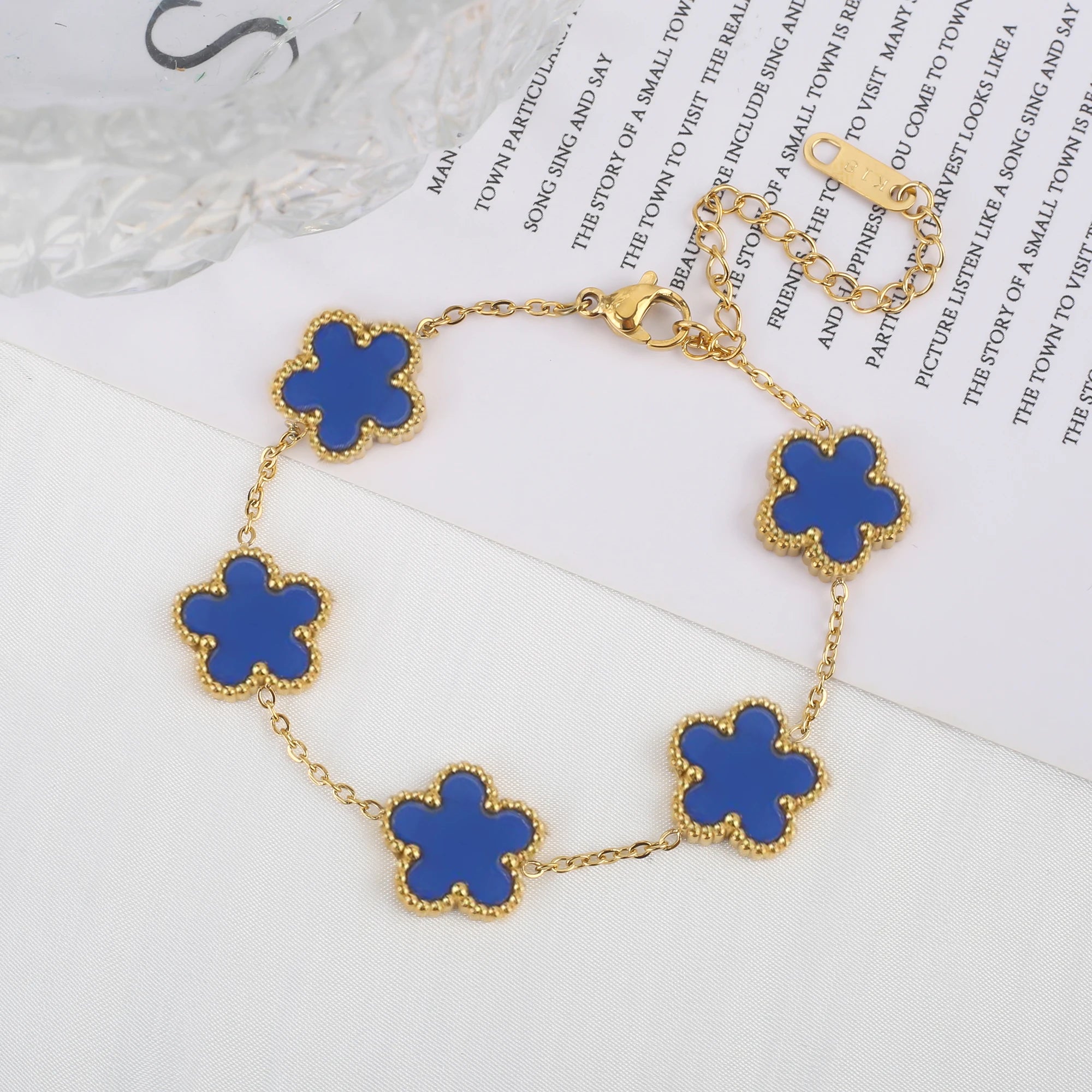 Five Leaf Flower Bracelet in Stainless Steel for Women