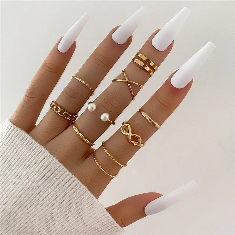 Cubic Zirconia Silver Crystal Rings Set for Women