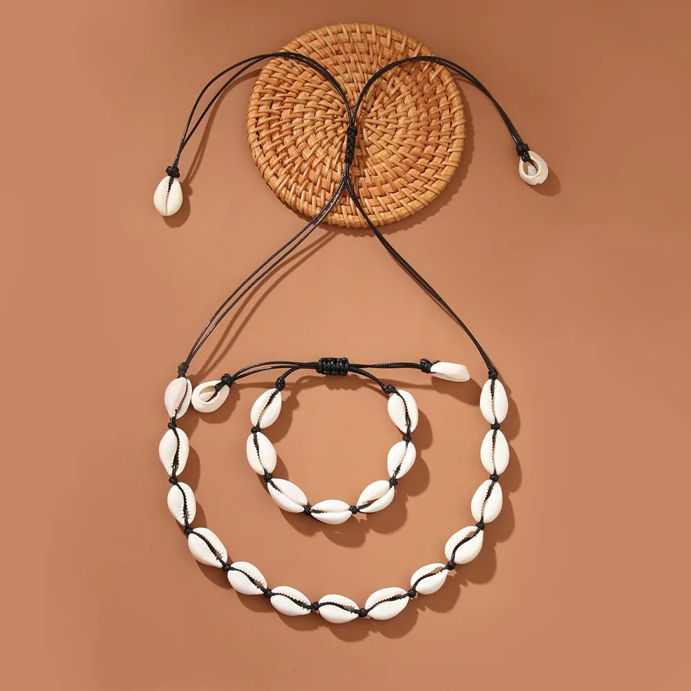 Turquoise Bohemian Choker Necklace with Shells for Women