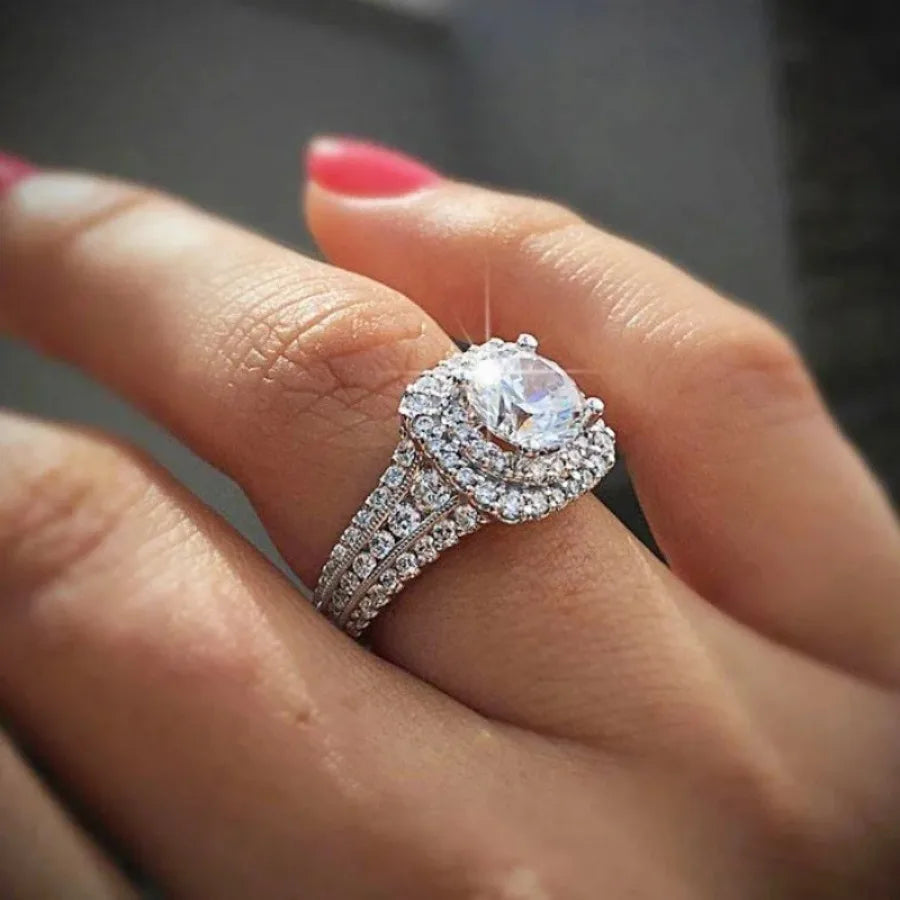 Stainless Steel Wedding Engagement Ring for Women Size 5-11