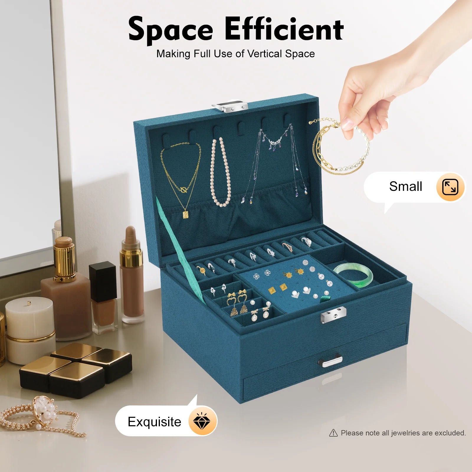 3-Tier Dark Green Jewelry Box