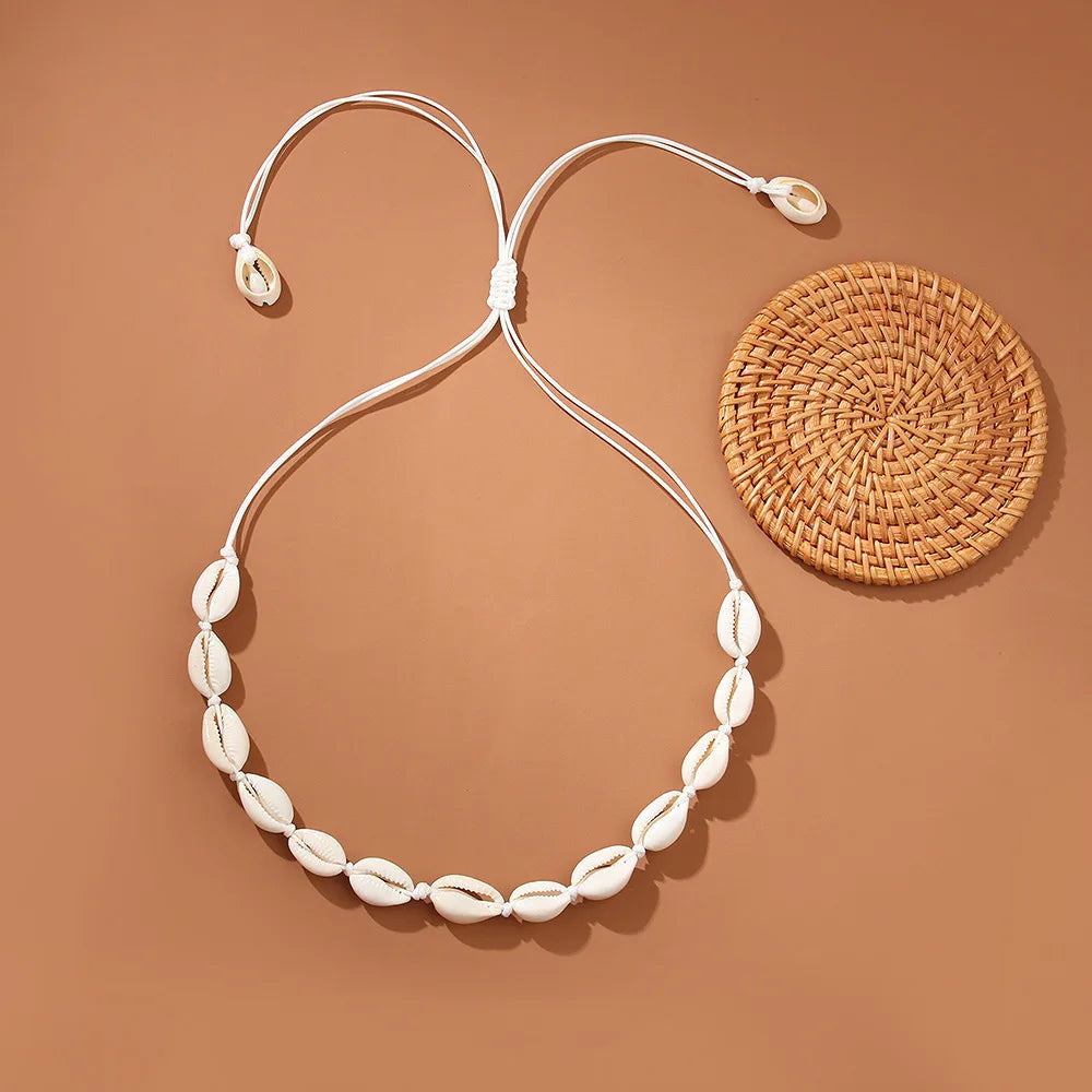 Turquoise Bohemian Choker Necklace with Shells for Women