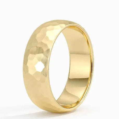 Stainless Steel Couple Ring Hammered Multi-faceted Wedding Jewelry