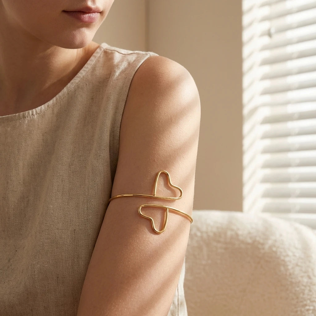 Gold Spiral Upper Arm Cuff Bracelet for Women by RINHOO FRIENDSHIP