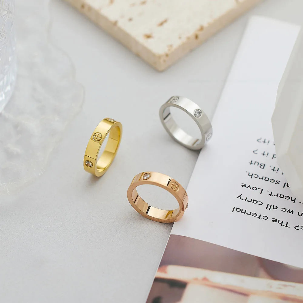 Stainless Steel Cross Ring with Zircon Love for Couples