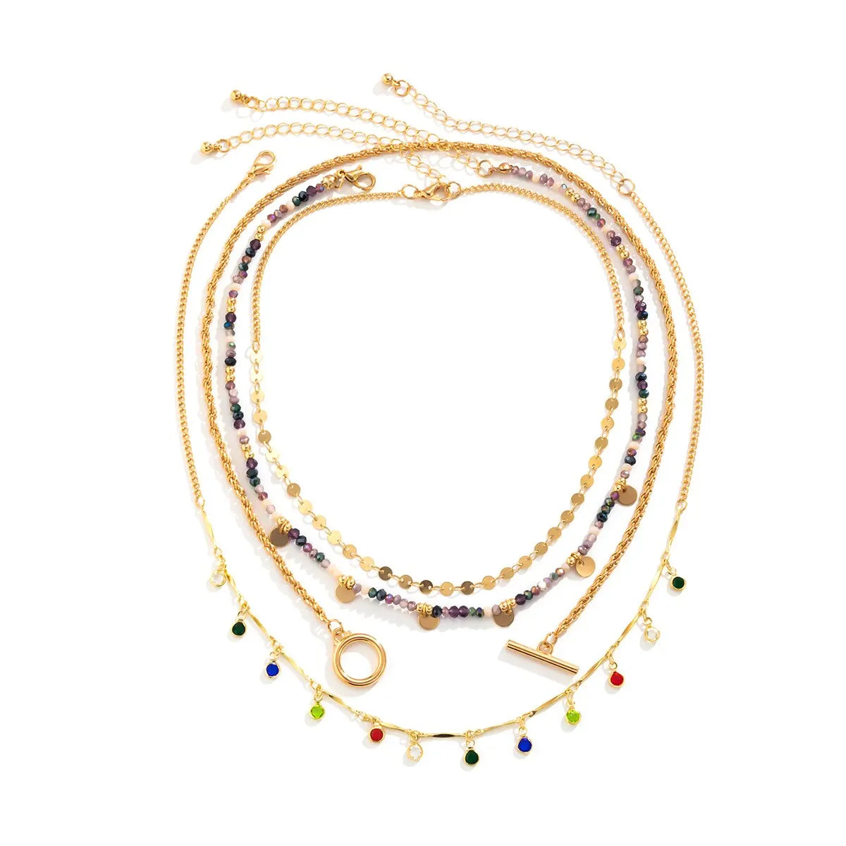 Boho Colorful Crystal Sequin Choker Necklace Set for Women