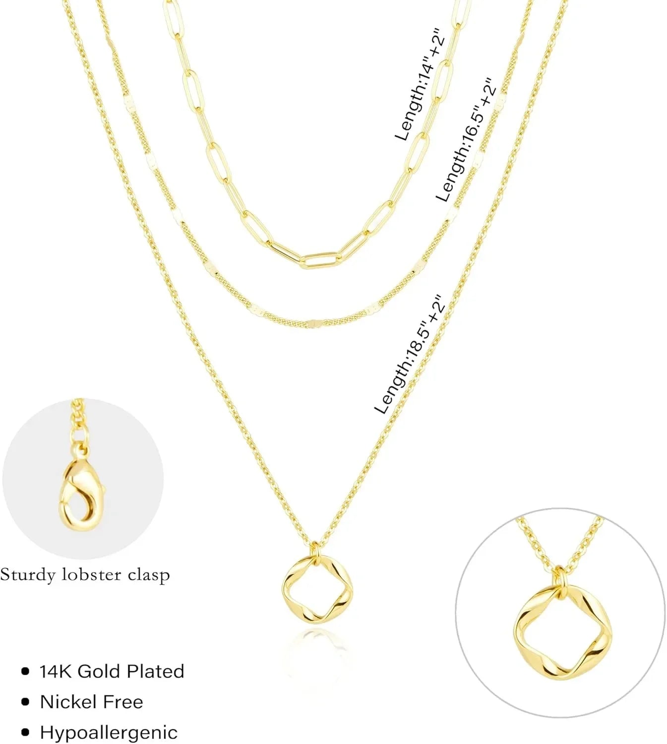 14k Gold Plated Layered Necklace Set for Women