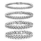 Cuban Chain Bracelets VNOX 6/8/10/12mm Stainless Steel Silver