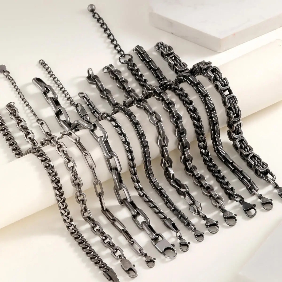 Byzantine Stainless Steel Grey Chain Bracelet for Men
