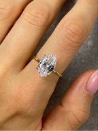 925 Sterling Silver Zircon Oval Stone Ring for Women