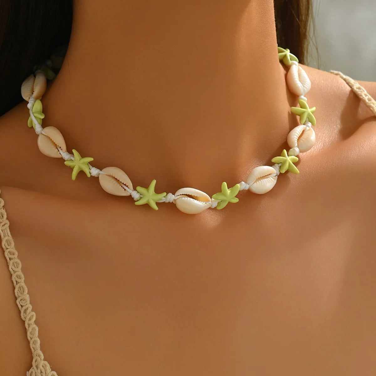 Turquoise Bohemian Choker Necklace with Shells for Women