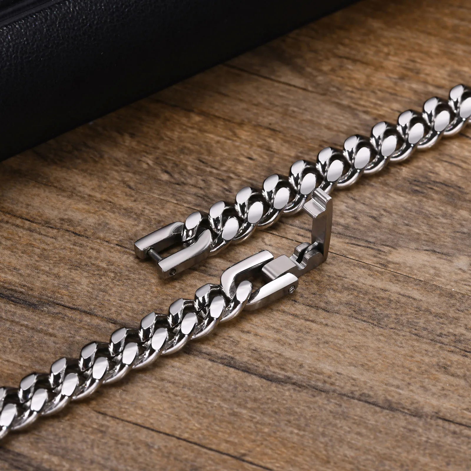 Cuban Chain Bracelets VNOX 6/8/10/12mm Stainless Steel Silver