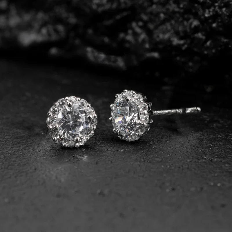 Cubic Zirconia Stud Earrings by Huitan for Couples