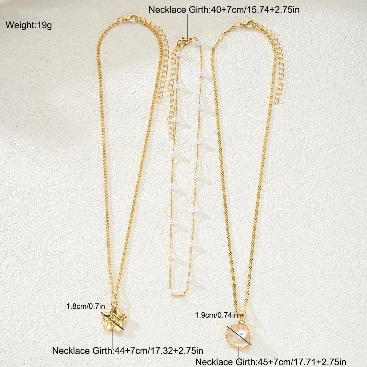 Faux Pearl Seashell Flower Necklace Set for Women
