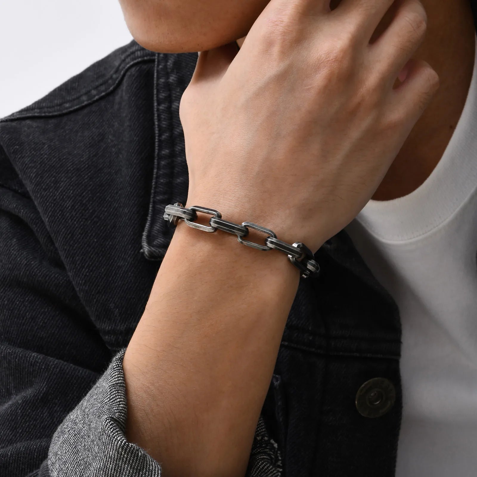Byzantine Stainless Steel Grey Chain Bracelet for Men