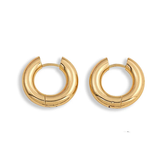 CZ Zircon Gold Plated Huggie Hoop Earrings for Women