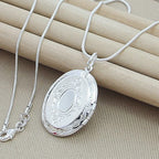 925 Silver Chain Necklace with Round Photo Locket Pendant