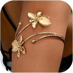 Gold Flower Arm Cuff Bangle Bracelet for Women