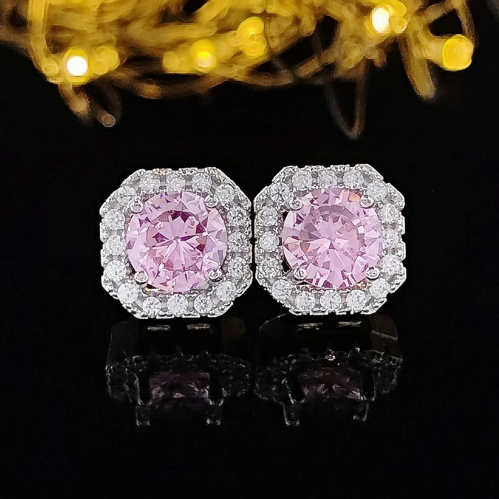 Silver Plated Zircon Stud Earrings for Women Wedding Gift