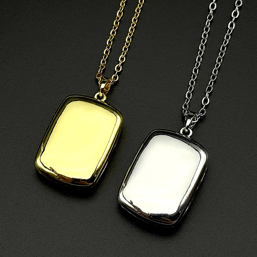 Gold Color Stainless Steel Photo Locket Pendant Necklace 50cm