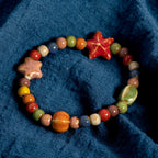 Ceramic Beaded Bracelet with Starfish and Seashells for Women