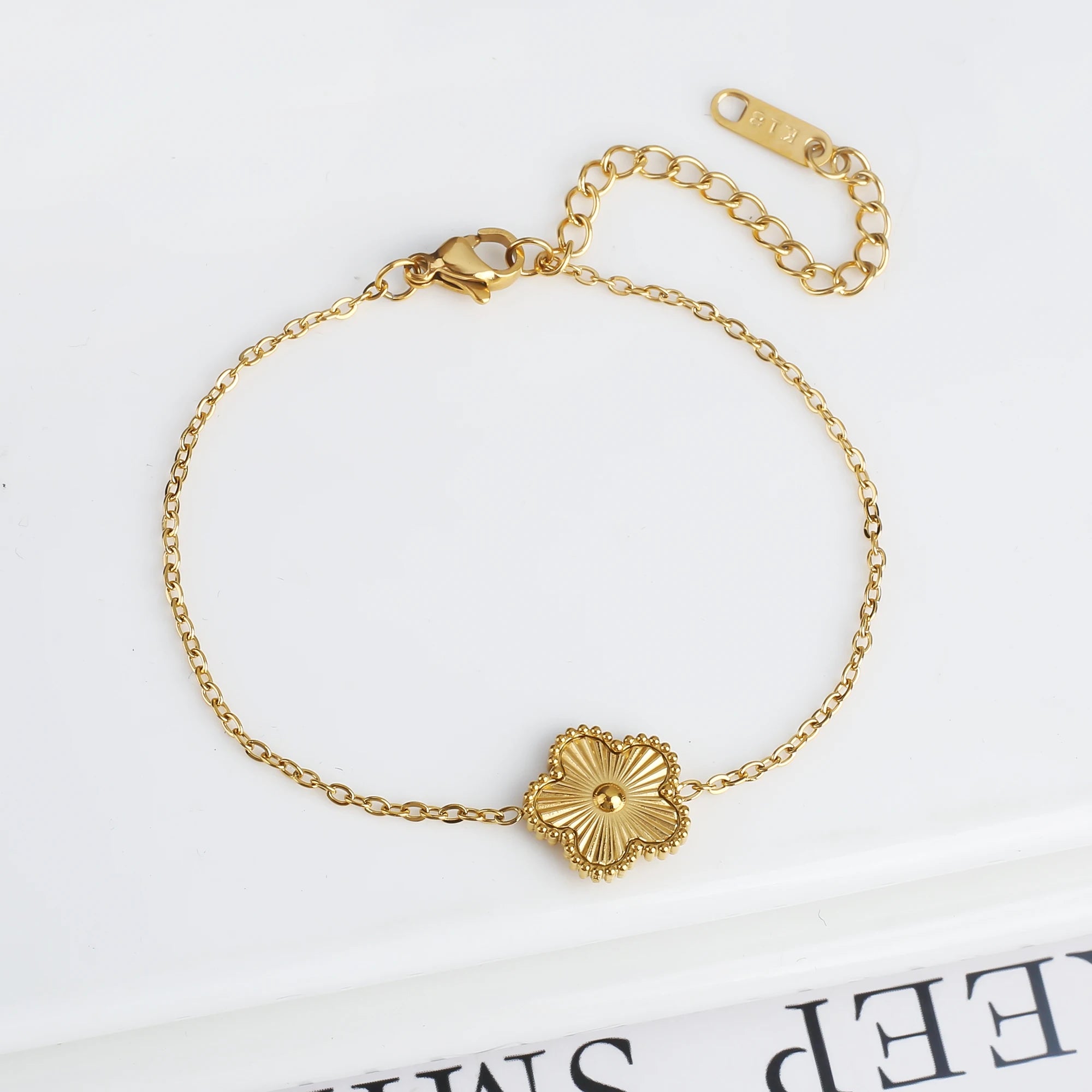 Five Leaf Flower Bracelet in Stainless Steel for Women