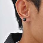 Punk Round Magnetic Zircon Stainless Steel Clip Earrings