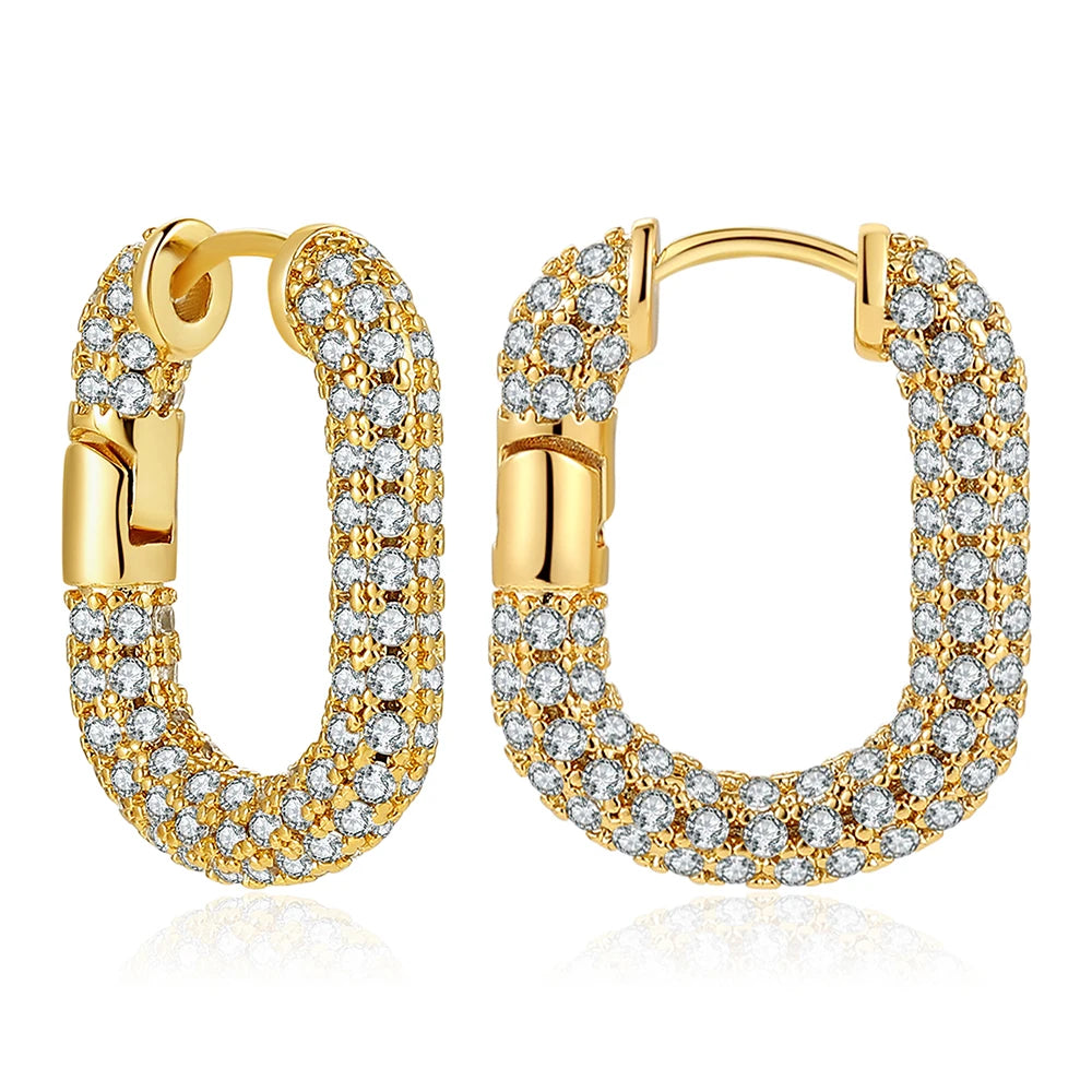 CZ Zircon Gold Plated Huggie Hoop Earrings for Women
