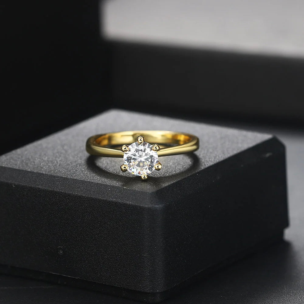 Classic Gold Color Zirconia Wedding Ring for Women R174