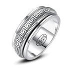 S925 Sterling Silver Great Wall Pattern Spinner Ring