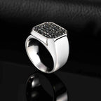 Vnox Stainless Steel Ring with Grey Zircon, Silver, US Size 7-12