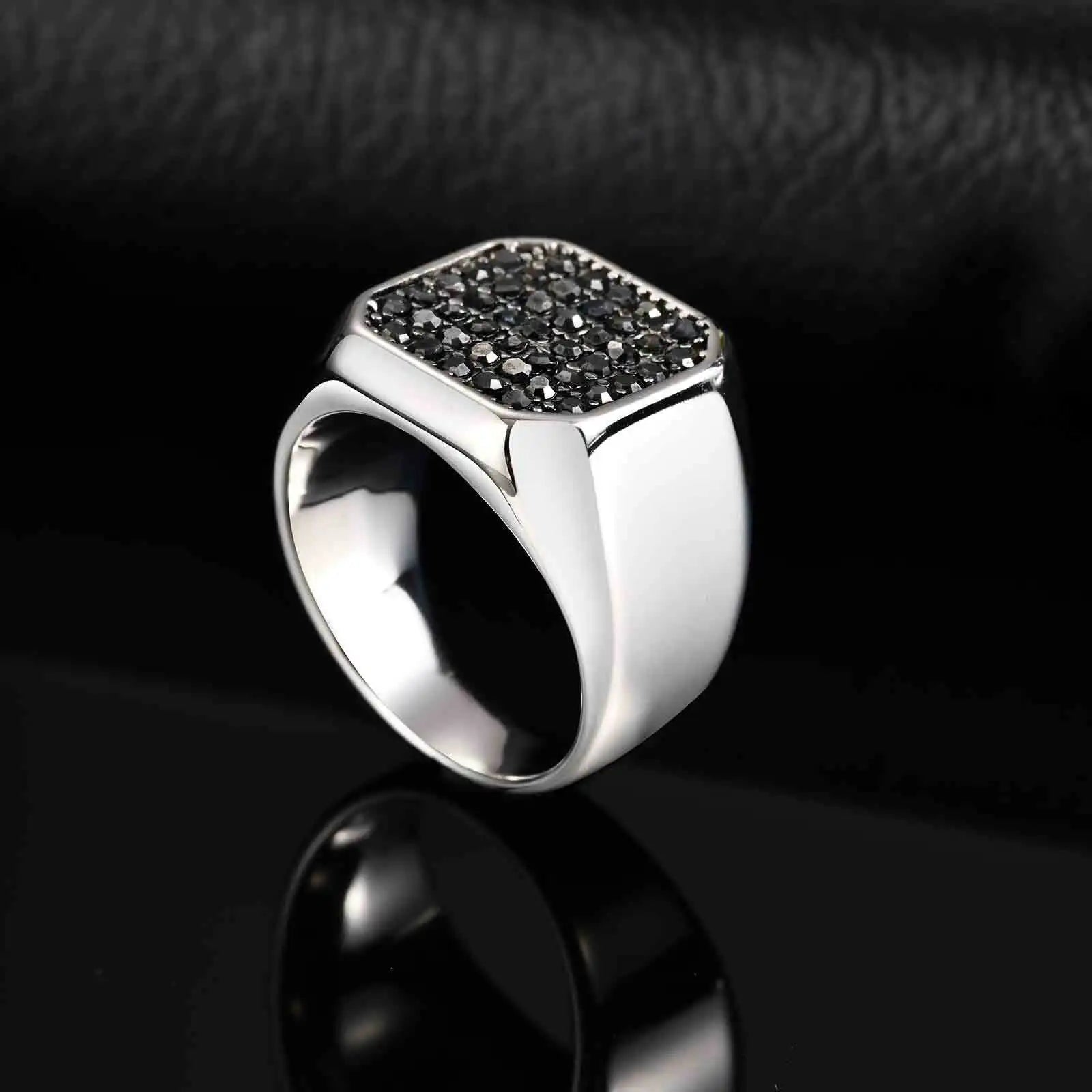 Vnox Stainless Steel Ring with Grey Zircon, Silver, US Size 7-12