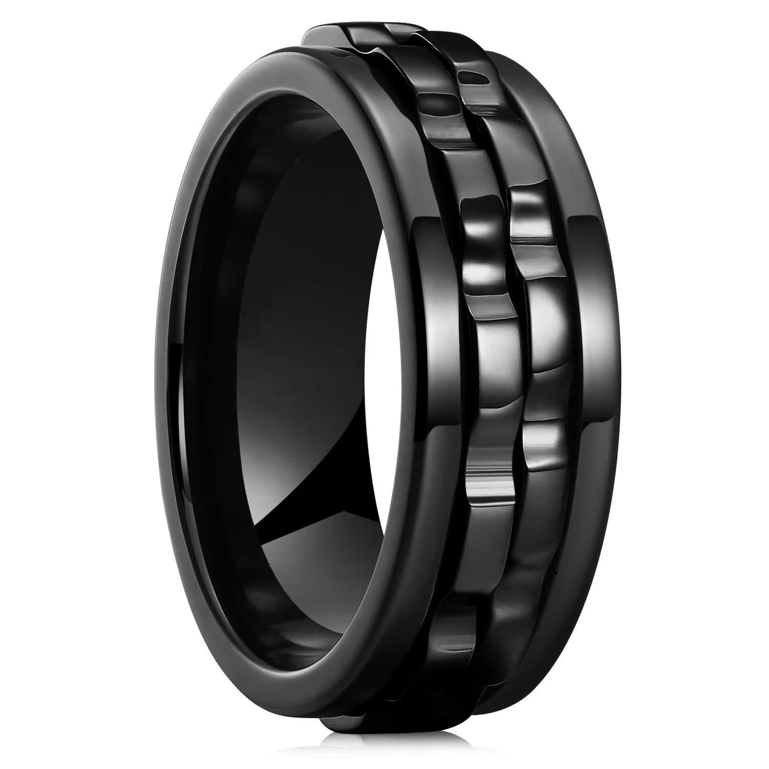Rotating Fidget Ring for Men - Titanium Steel Spinner Ring