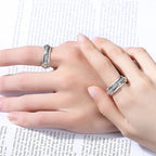 S925 Sterling Silver Great Wall Pattern Spinner Ring