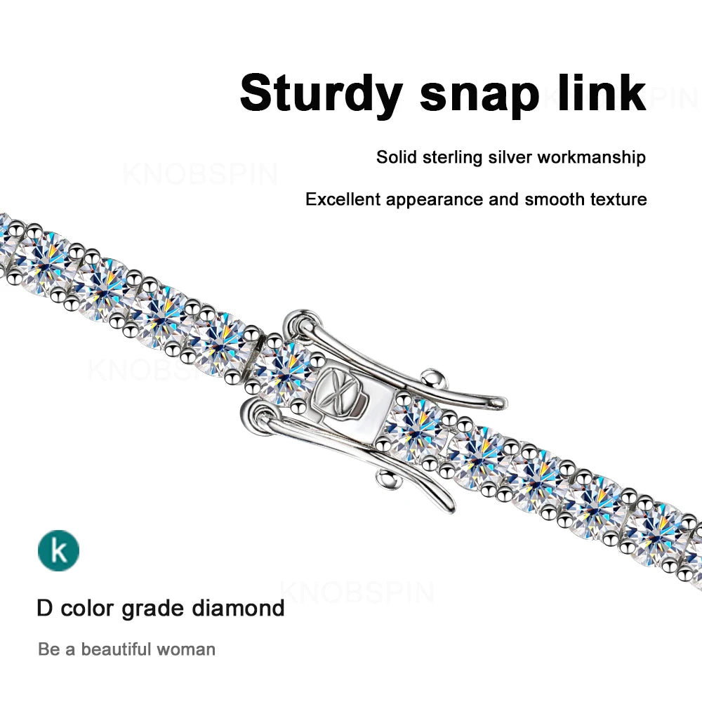 Moissanite Tennis Bracelet by Knobspin in 3mm 4mm 925 Silver