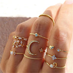 Cubic Zirconia Silver Crystal Rings Set for Women