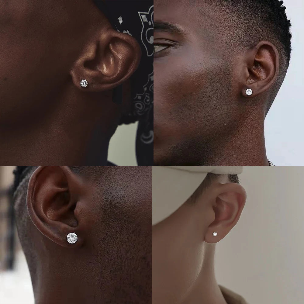 Stainless Steel Crystal Stud Earrings by LUXUSTEEL