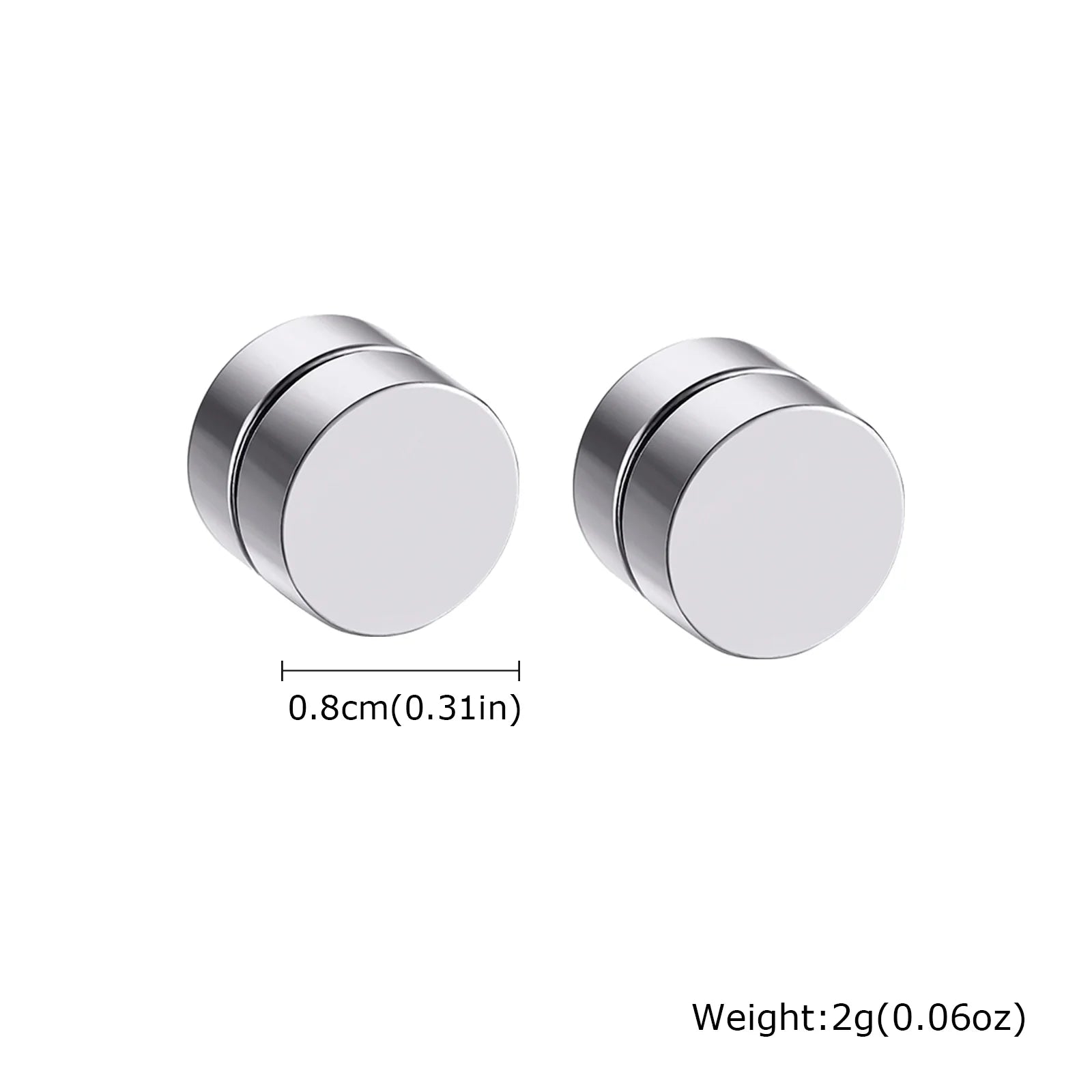 Punk Round Magnetic Zircon Stainless Steel Clip Earrings
