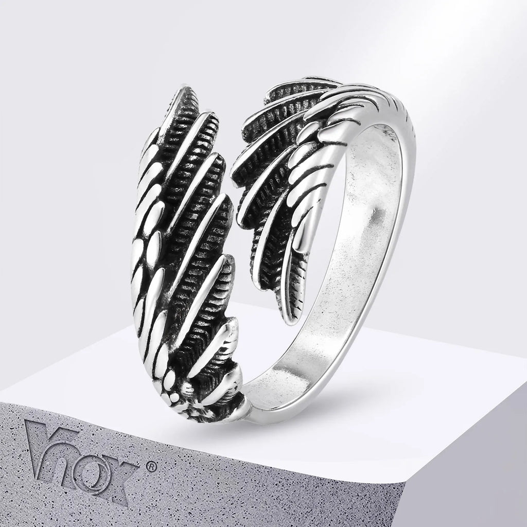 Wing Ring Vnox Adjustable Open Ring for Men