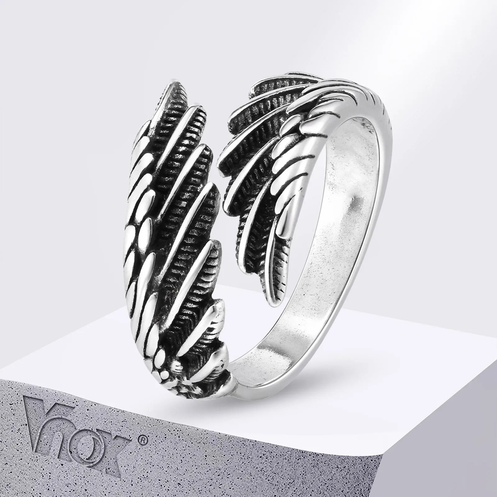 Wing Ring Vnox Adjustable Open Ring for Men
