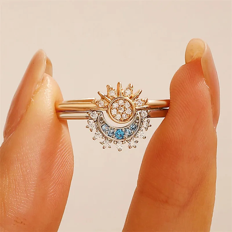 Sun and Moon Adjustable Ring Fashion Jewelry Gift