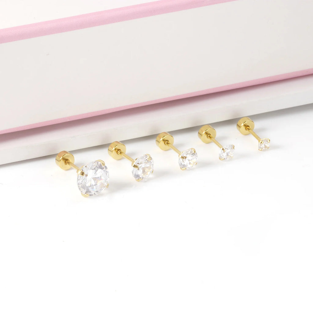 Stainless Steel Crystal Stud Earrings by LUXUSTEEL