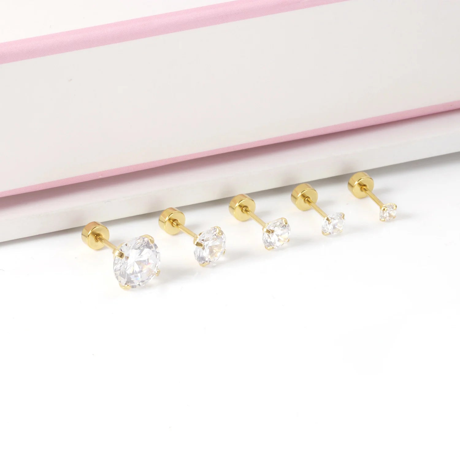 Stainless Steel Crystal Stud Earrings by LUXUSTEEL