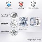 Punk Round Magnetic Zircon Stainless Steel Clip Earrings